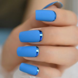 Unha decorada azul fosco