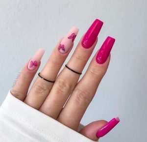 unhas rosa
