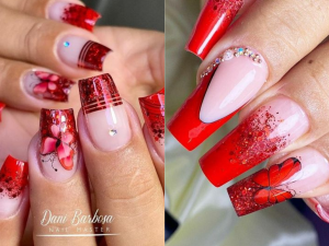 Unhas encapsuladas vermelhas