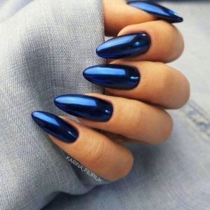 Azul metalizada unhas ideias