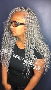 Trança Nagô em cabelo grisalho