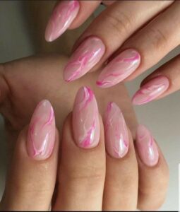 Unhas rosas marmorizadas