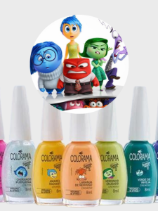 cor de esmalte que representa cada personagem do filme Divertidamente