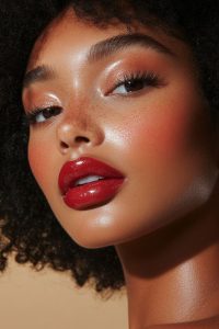 Glossy cherry lips