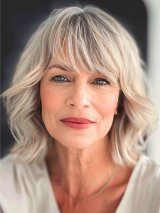 long bob ondulado para mulher madura