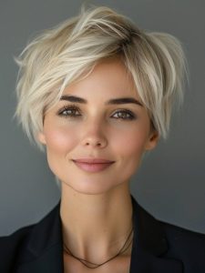 cabelo bixie em mulher jovem