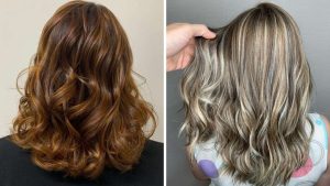 cabelos com mechas invertidas