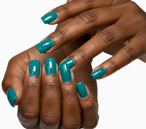 Unhas azul petroleo