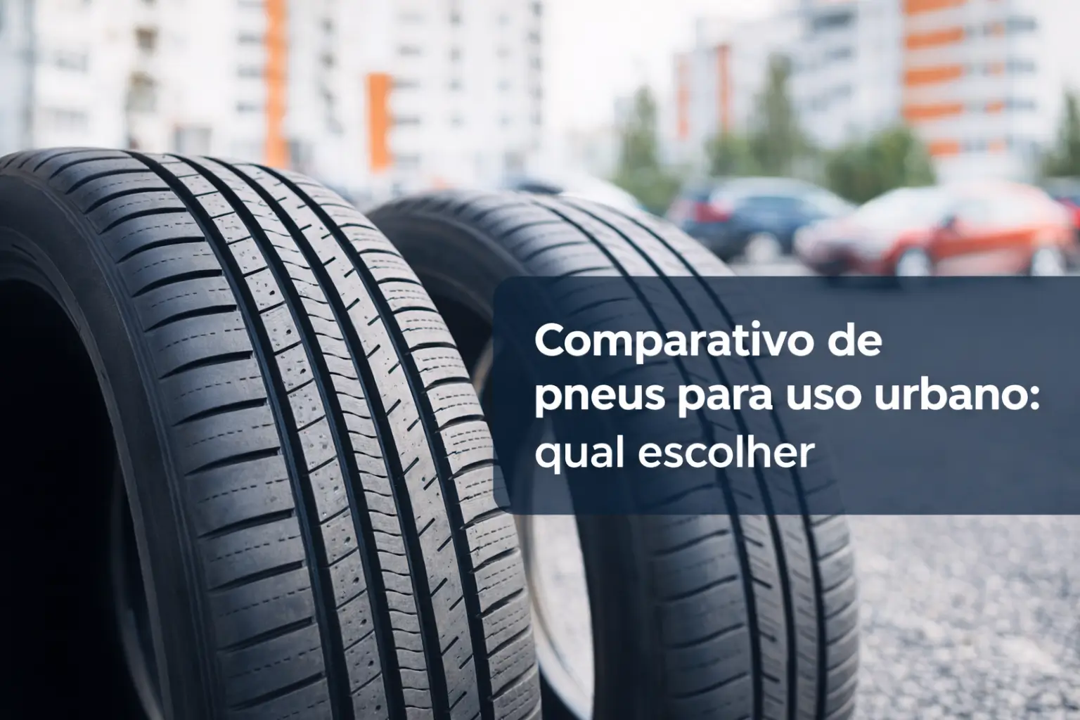 Pneus urbanos com design detalhado em cenário urbano de 2026