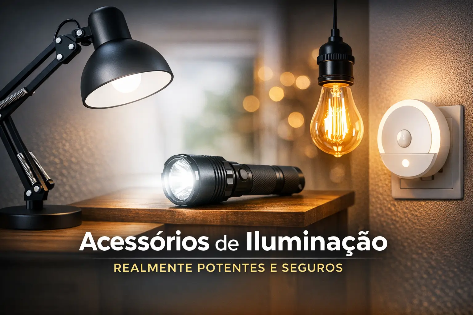Diversos acessórios de iluminação potentes e seguros para um ambiente confortável