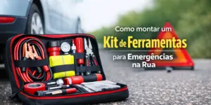 Kit de ferramentas com cabos, lanterna e colete refletor para emergência